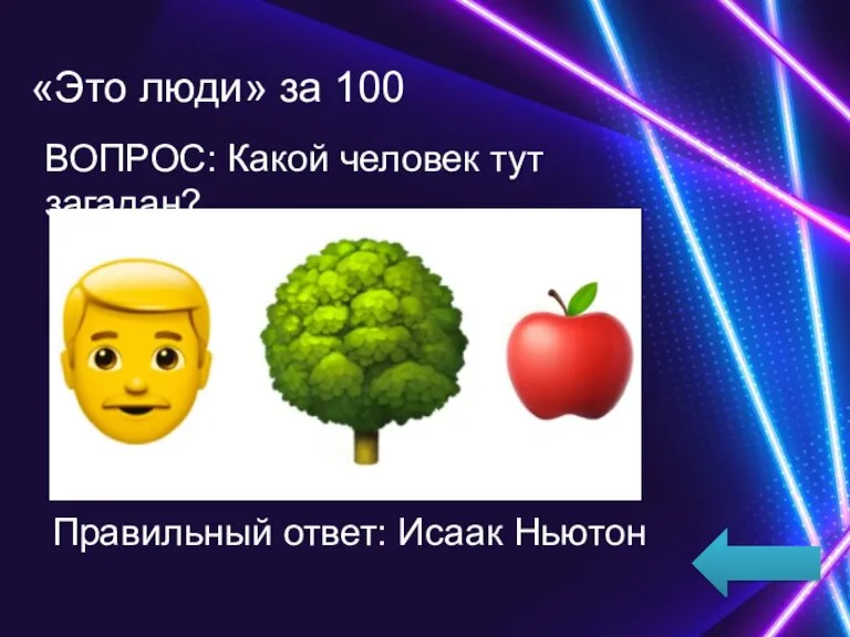 «Это люди» за 100 ВОПРОС: Какой человек тут загадан? Правильный ответ: Исаак Ньютон