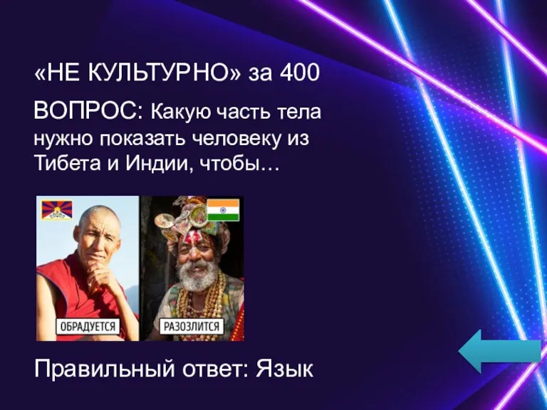 ВОПРОС: Какую часть тела нужно показать человеку из Тибета и Индии, чтобы…