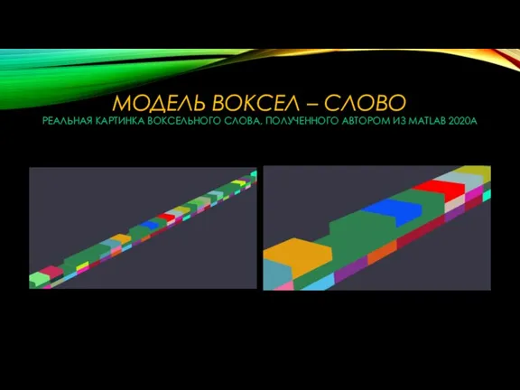 МОДЕЛЬ ВОКСЕЛ – СЛОВО РЕАЛЬНАЯ КАРТИНКА ВОКСЕЛЬНОГО СЛОВА, ПОЛУЧЕННОГО АВТОРОМ ИЗ MATLAB 2020A