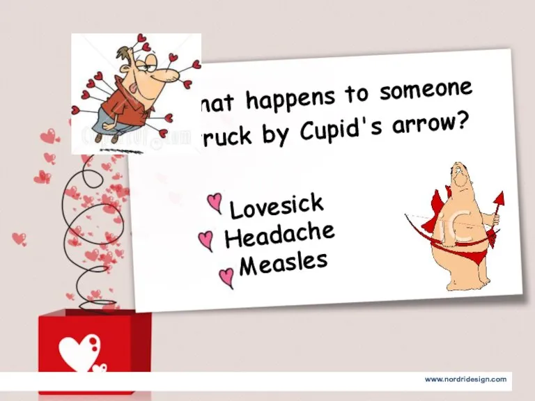 What happens to someone struck by Cupid's arrow? Lovesick Headache Measles