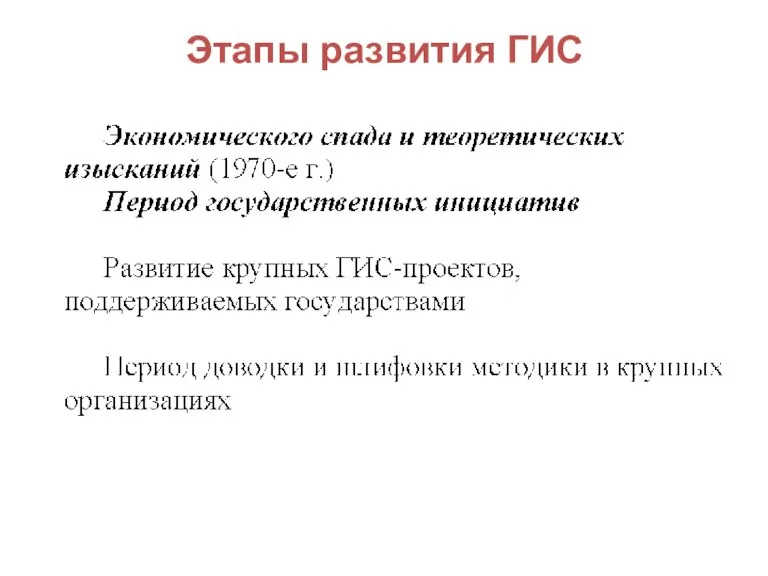 Этапы развития ГИС