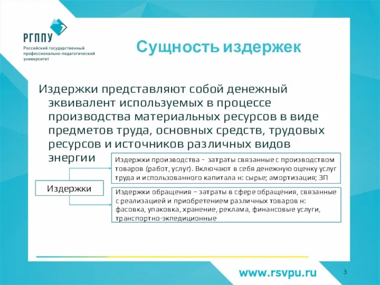 Сущность издержек Издержки представляют собой денежный эквивалент используемых в процессе производства материальных