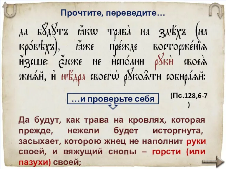 Прочтите, переведите… Да будут, как трава на кровлях, которая пре­жде, нежели будет