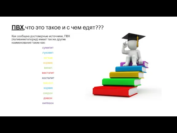 ПВХ,что это такое и с чем едят??? Как сообщаю достоверные источники, ПВХ(поливинилхлорид)