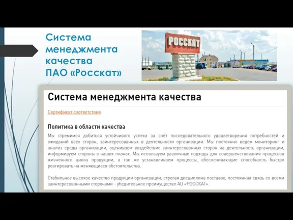 Система менеджмента качества ПАО «Росскат»