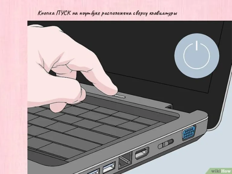 Кнопка ПУСК на ноутбуке расположена сверху клавиатуры