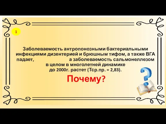 Заболеваемость антропонозными бактериальными инфекциями дизентерией и брюшным тифом, а также ВГА падает,