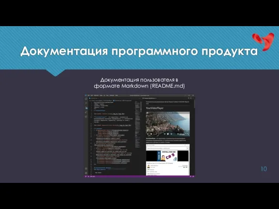 Документация программного продукта Документация пользователя в формате Markdown (README.md)