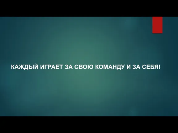 КАЖДЫЙ ИГРАЕТ ЗА СВОЮ КОМАНДУ И ЗА СЕБЯ!