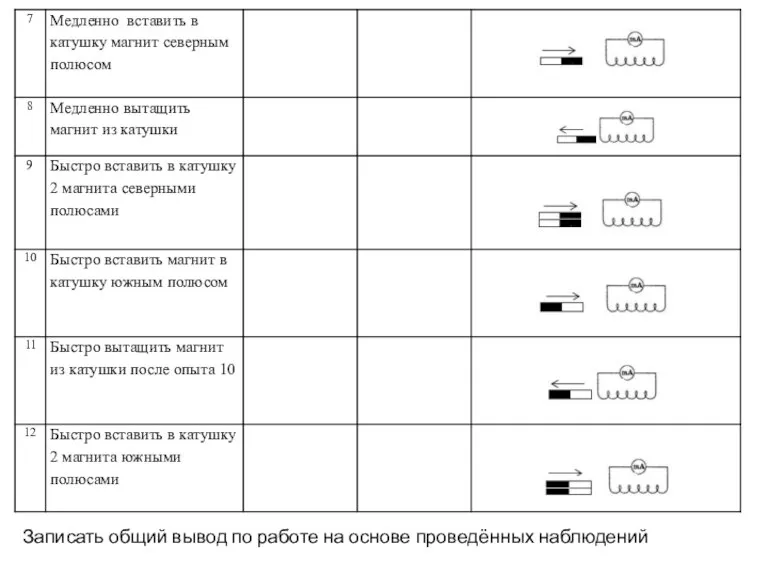 Записать общий вывод по работе на основе проведённых наблюдений