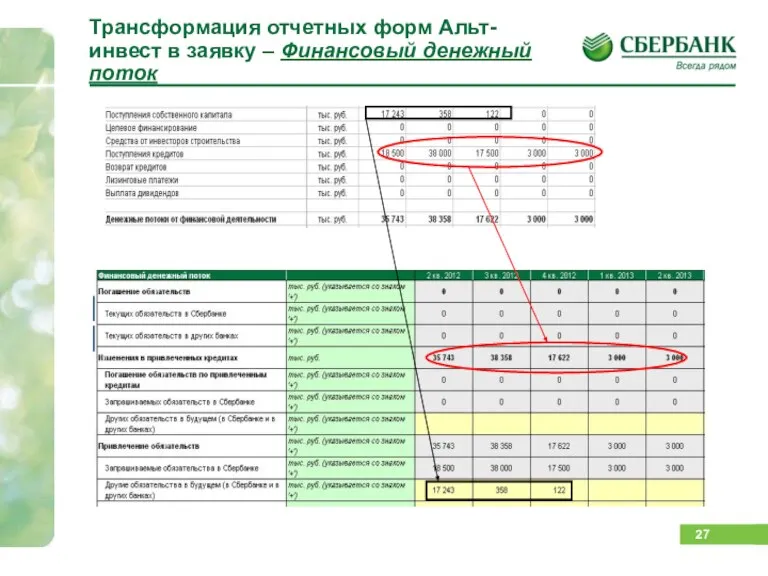 Трансформация отчетных форм Альт-инвест в заявку – Финансовый денежный поток