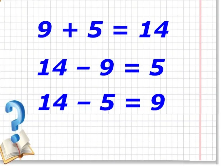 9 + 5 = 14 – 9 = 5 14 – 5 = 9 14