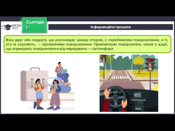 Сьогодні Ваш друг або подруга, що розповідає цікаву історію, є передавачем повідомлення,