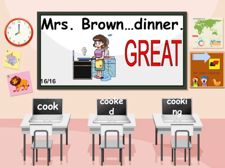 Mrs. Brown…dinner. cook cooked cooking GREAT 16/16