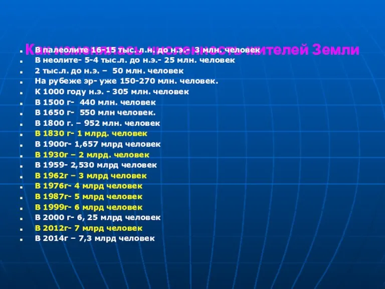 Как изменялась численность жителей Земли В палеолите 16-15 тыс. л.н. до н.э.-