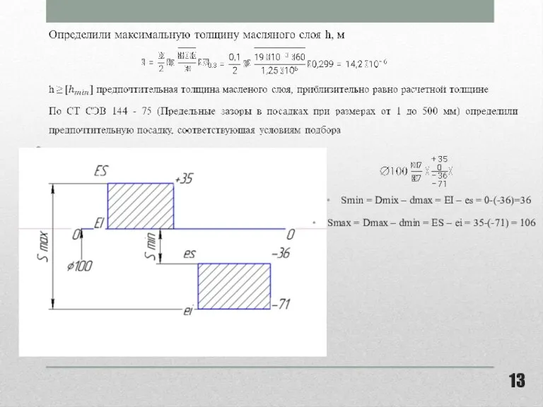 Smin = Dmix – dmax = EI – es = 0-(-36)=36 Smax