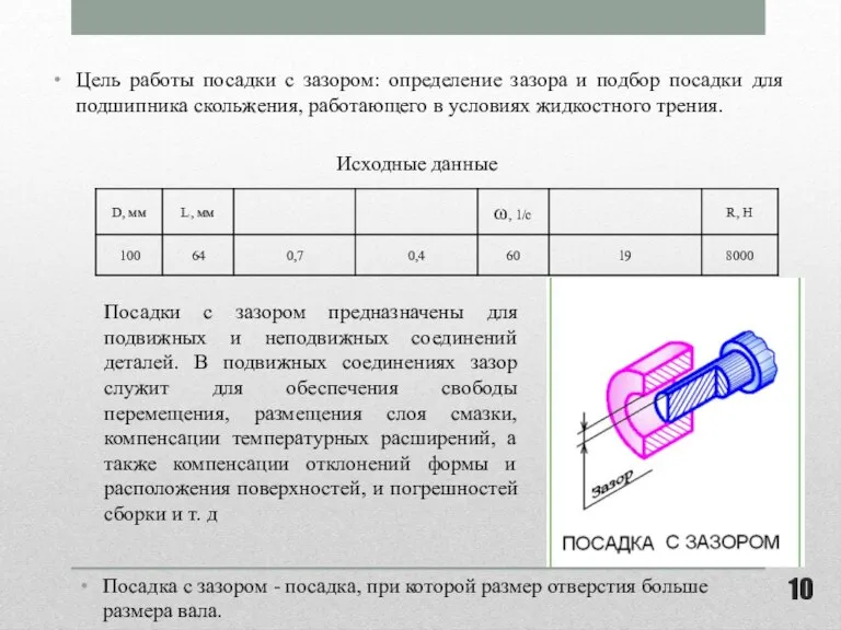 Цель работы посадки с зазором: определение зазора и подбор посадки для подшипника