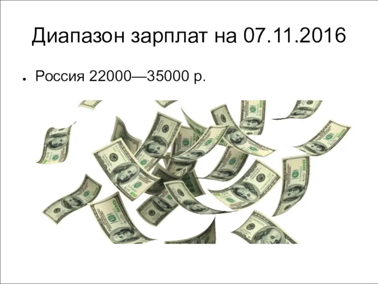 Диапазон зарплат на 07.11.2016 Россия 22000—35000 р.