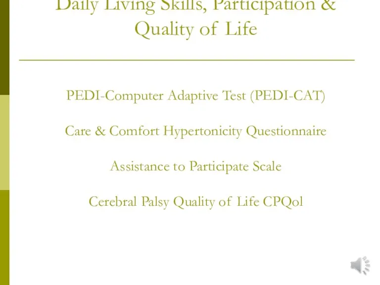 Daily Living Skills, Participation & Quality of Life PEDI-Computer Adaptive Test (PEDI-CAT)