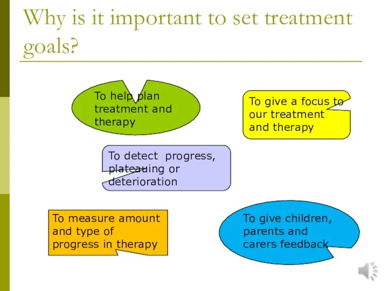 Why is it important to set treatment goals? To give children, parents