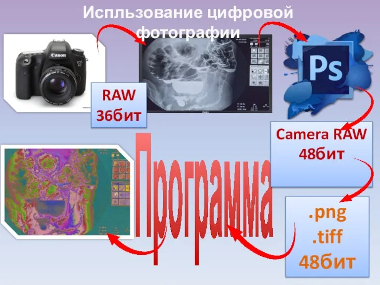 RAW 36бит .png .tiff 48бит Программа Испльзование цифровой фотографии Camera RAW 48бит