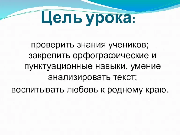 Цель урока: проверить знания учеников; закрепить орфографические и пунктуационные навыки, умение анализировать