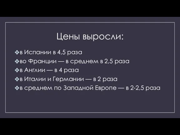 Цены выросли: в Испании в 4,5 раза во Франции — в среднем