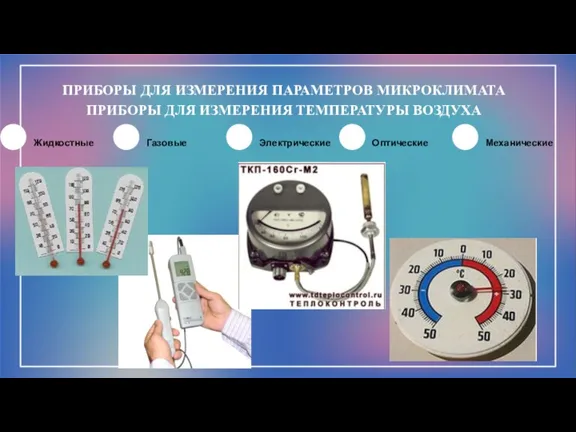 ПРИБОРЫ ДЛЯ ИЗМЕРЕНИЯ ПАРАМЕТРОВ МИКРОКЛИМАТА ПРИБОРЫ ДЛЯ ИЗМЕРЕНИЯ ТЕМПЕРАТУРЫ ВОЗДУХА