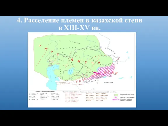 4. Расселение племен в казахской степи в ХIII-XV вв.