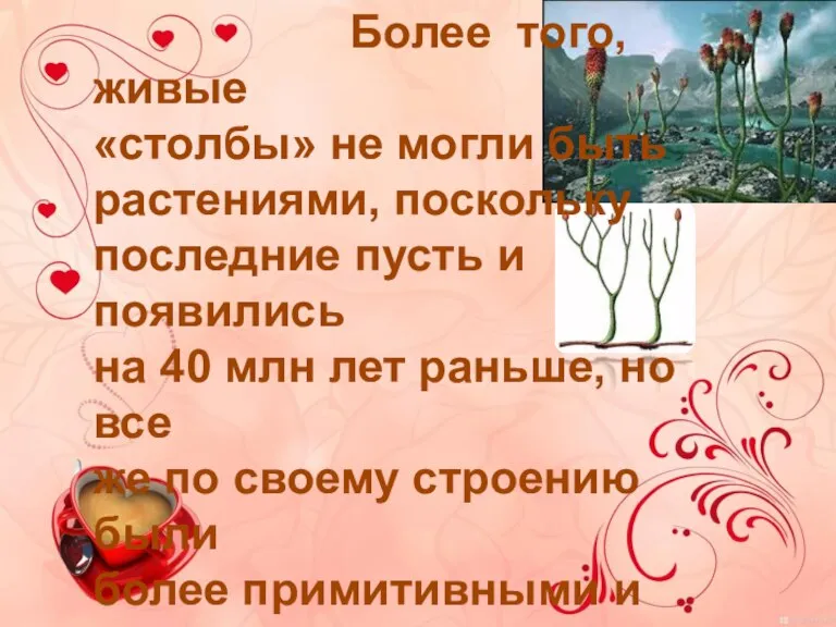 Более того, живые «столбы» не могли быть растениями, поскольку последние пусть и