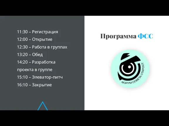 Программа ФСС 11:30 – Регистрация 12:00 – Открытие 12:30 – Работа в