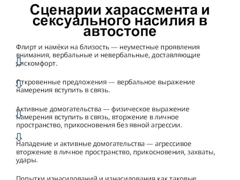 Сценарии харассмента и сексуального насилия в автостопе Флирт и намёки на близость