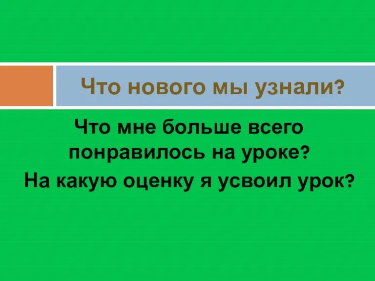 Что мне больше всего понравилось на уроке? На какую оценку я усвоил