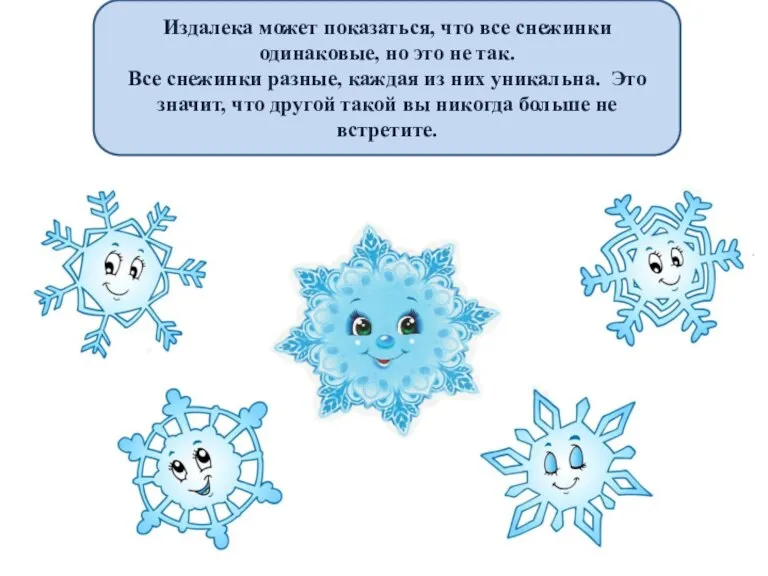 Издалека может показаться, что все снежинки одинаковые, но это не так. Все