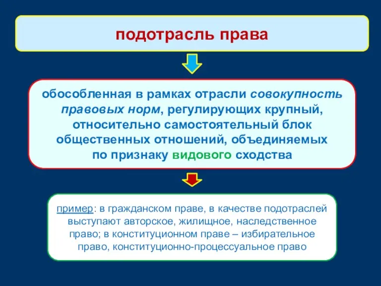 обособленная в рамках отрасли совокупность правовых норм, регулирующих крупный, относительно самостоятельный блок