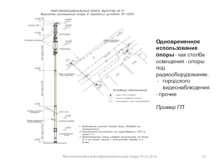 Металлическая многофункциональная опора Н=21-30 м 13