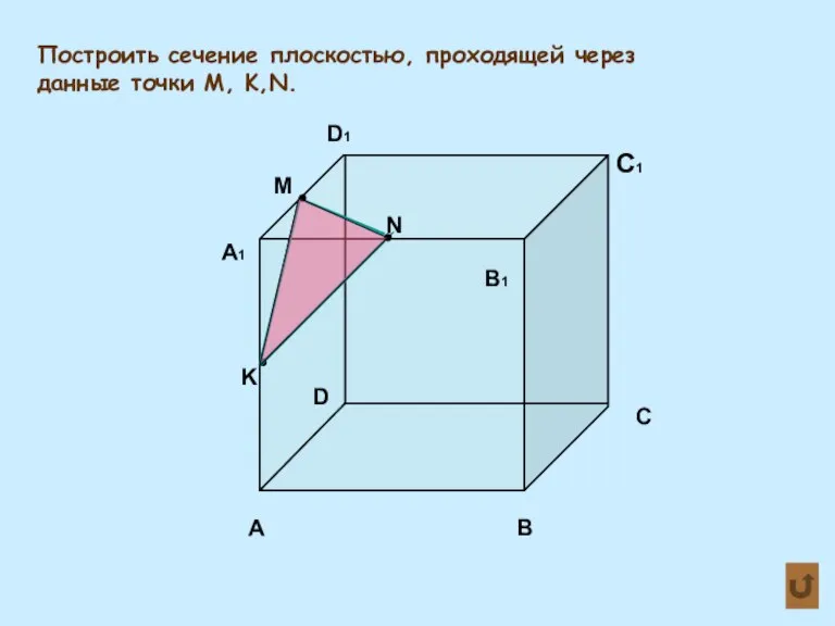 Построить сечение плоскостью, проходящей через данные точки M, K,N. М N K