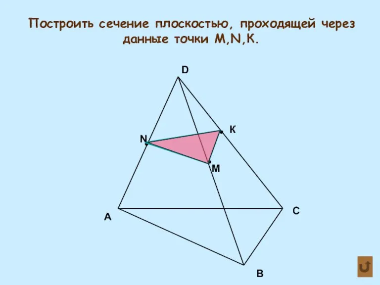 А В С D Построить сечение плоскостью, проходящей через данные точки М,N,К. М К N