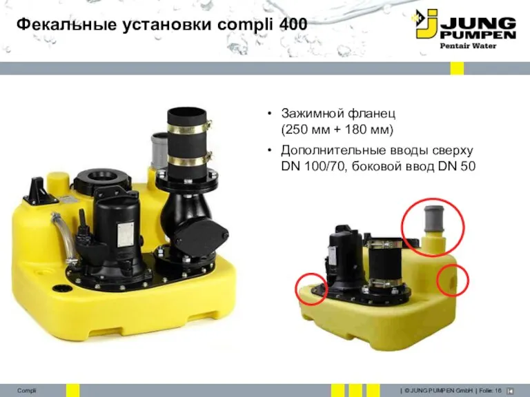 Фекальные установки compli 400 Зажимной фланец (250 мм + 180 мм) Дополнительные