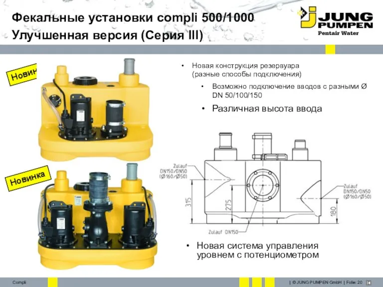 Фекальные установки compli 500/1000 Улучшенная версия (Серия III) Новая конструкция резервуара (разные