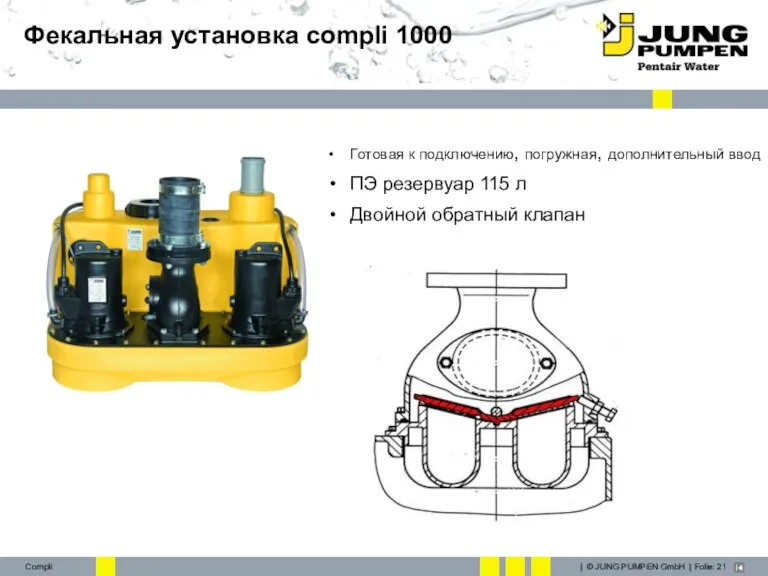 Фекальная установка compli 1000 Готовая к подключению, погружная, дополнительный ввод ПЭ резервуар