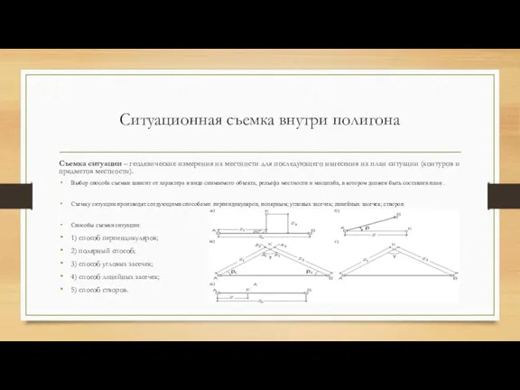 Ситуационная съемка внутри полигона Съемка ситуации – геодезические измерения на местности для