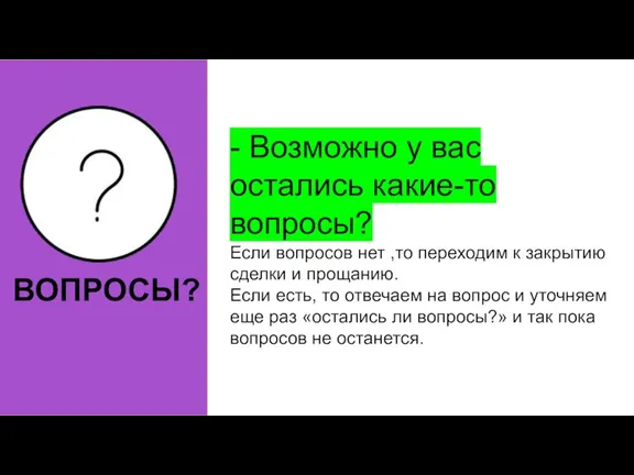 ВОПРОСЫ? - Возможно у вас остались какие-то вопросы? Если вопросов нет ,то