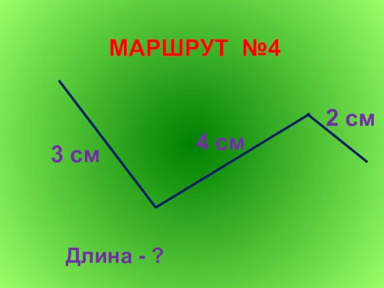 МАРШРУТ №4 3 см 4 см 2 см Длина - ?