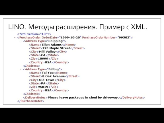 LINQ. Методы расширения. Пример с XML.