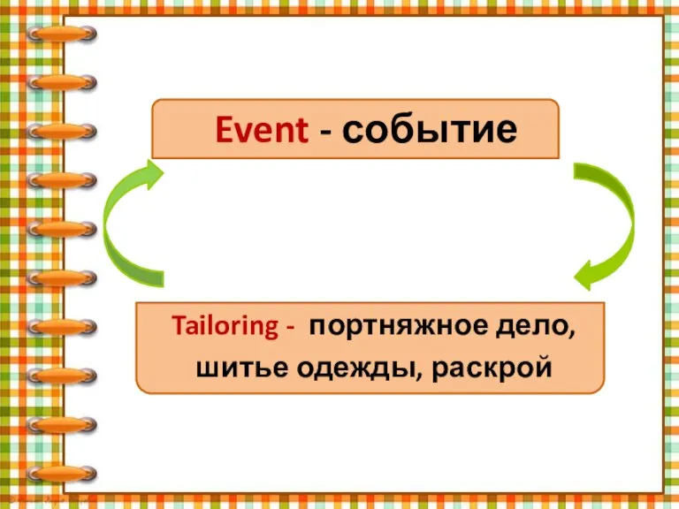 Event - событие Tailoring - портняжное дело, шитье одежды, раскрой