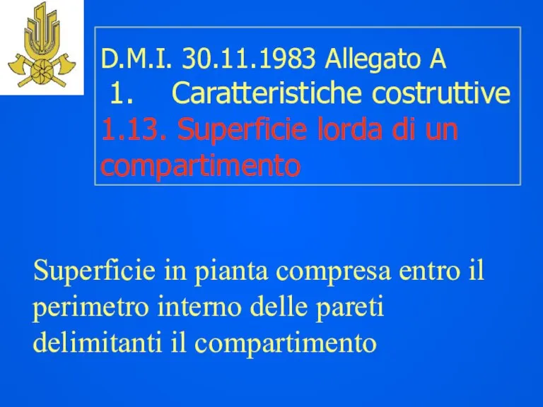 D.M.I. 30.11.1983 Allegato A 1. Caratteristiche costruttive 1.13. Superficie lorda di un