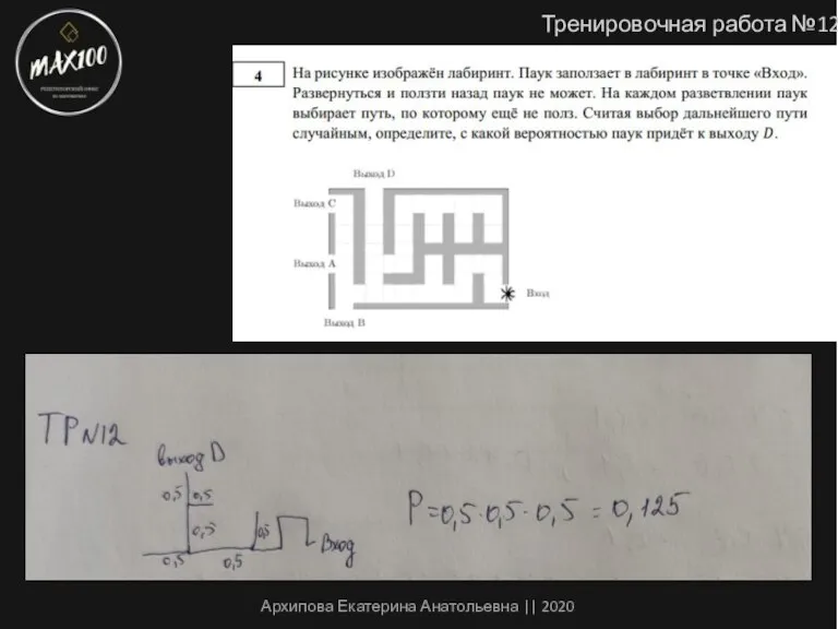 Тренировочная работа №12 Архипова Екатерина Анатольевна || 2020