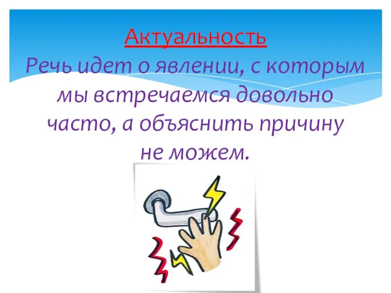 Актуальность Речь идет о явлении, с которым мы встречаемся довольно часто, а объяснить причину не можем.