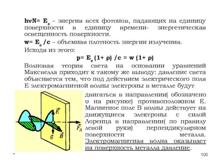 * Лекции проф. П.Ю.Гуляева hνΝ= Ee – энергия всех фотонов, падающих на